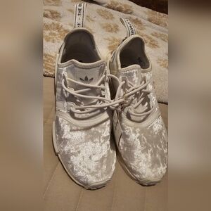 Adidas Cream Sneakers with Textured Suede and Rubber Sole